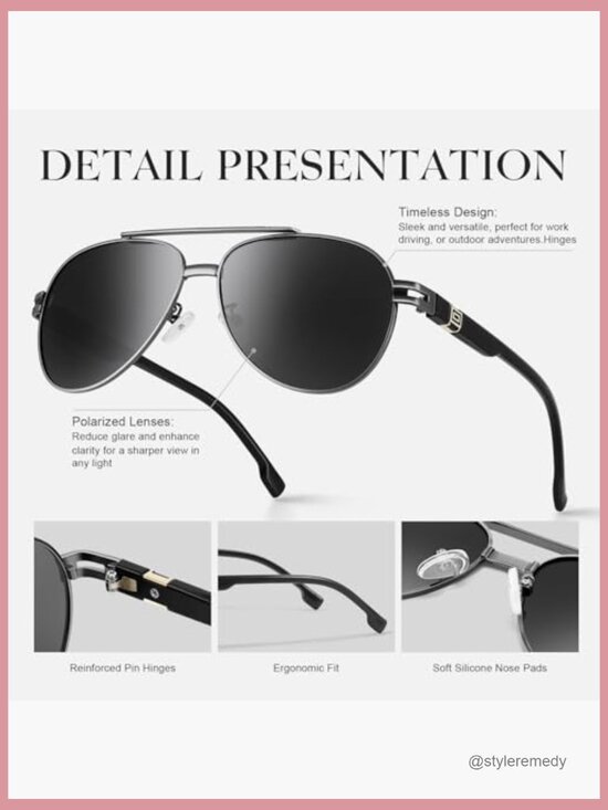 Polarized Aviator Sunglasses Metal Frame UV Protection Driving Fishing Golf main image 6